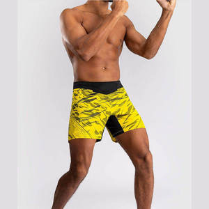 Men's Yellow Printed MMA Shorts Quick Dry Regular Fit Adult Size Mixed Martial Arts Wear - Product Image 3