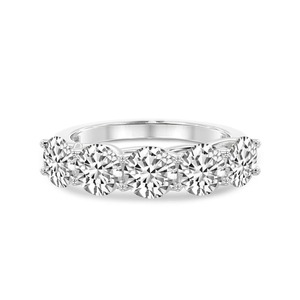 Petite Round Five Stone Band Lab Grown Diamond 0.50 Ct Tw 14K Solid Gold FG Color VS Clarity 5 Diamond Understated Row Sparkle - Product Image 2