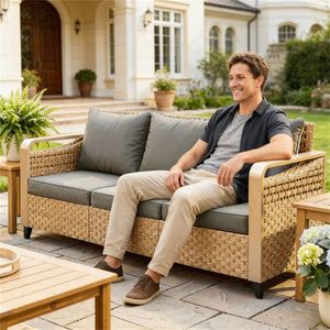 Sofá de Ratán para Exteriores, Muebles de Patio para Terraza y Balcón con un Atractivo y Elegante Diseño - Product Image 1