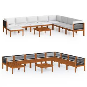 Conjunto de Muebles de Jardín Modulares Grandes de Madera Maciza de Acacia Color Crema - Product Image 2