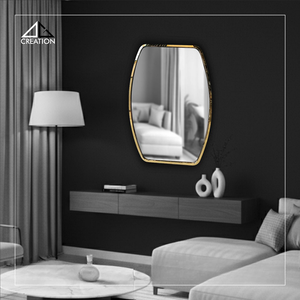 Espejo Decorativo de Pared Minimalista de Acero Inoxidable con Recubrimiento PVD, Elegante Espejo Irregular para Baño o Decoración de Bodas - Product Image 6