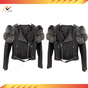 Veste en cuir véritable pour femme avec capuche en fourrure de renard, manteau chaud d'hiver à fermeture éclair, style vintage, vêtement d'extérieur de haute qualité pour femme - Product Image 6