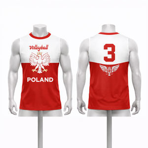 เสื้อวอลเลย์บอลฝรั่งเศสแบบกำหนดเองปี 2026 สำหรับผู้ชาย แขนกุด พิมพ์ลายแบบ Sublimation ชุดทีม ระบายอากาศได้ดี แห้งเร็ว เสื้อกีฬา - Product Image 5