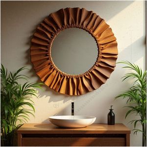 Miroir mural décoratif sans cadre en verre, fait main, en bois irrégulier, moderne, pour chambre à coucher, salle de bain, salon, salle à manger - Product Image 5