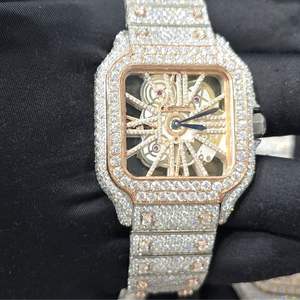 Montre de luxe sport et affaires en acier inoxydable avec diamants Moissanite VVS, cadran carré, chiffres romains, style Hip Hop, mécanique, idéale pour un anniversaire - Product Image 1