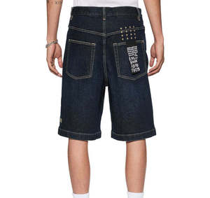 Pantalones Cortos de Mezclilla para Hombre, Lavado Oscuro, Corte Recto, Cintura Media, Casuales, para Verano, Tejido de Algodón, con Bolsillos - Product Image 3