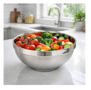 Bol mélangeur en acier inoxydable de qualité supérieure, design moderne, passe au lave-vaisselle, bol de service pour salade, ustensile de cuisine en promotion. - Product Image 1