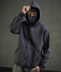 Sweat à capuche personnalisé de haute qualité avec broderie, fermeture éclair, en polaire coupe-vent pour l'hiver - Product Image 4