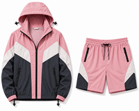 Ensemble short et veste coupe-vent légère à capuche pour homme, séchage rapide, respirant, pour sports de plein air et activités sportives