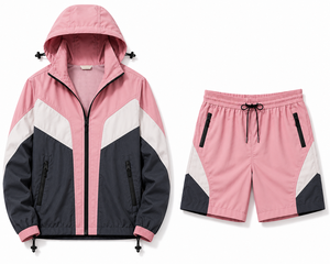 Conjunto de Chaqueta Cortavientos Ligera con Capucha y Pantalones Cortos de Secado Rápido para Hombre, Ropa Deportiva Transpirable para Actividades al Aire Libre - Product Image 1