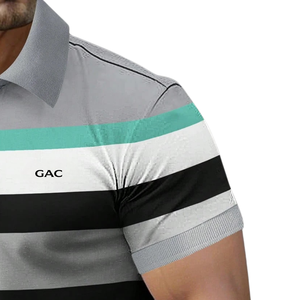 Polo a Rayas Gris, Blanco y Menta para Hombre, Manga Corta, Transpirable, de Secado Rápido, Ligero, Informal, para Golf, Tenis, Verano, Tejido de Punto - Product Image 3