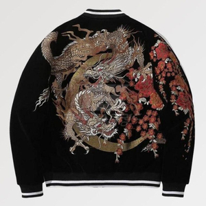 Custom Colors Winter Stand Front Long Lasting Fabric Embroidered Sukajan Jacket Eco-Friendly Breathable Comfortable Fit - Product Image 4
