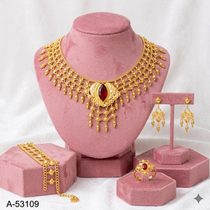 แฟชั่นแบบดั้งเดิม MOLL JEWELLERS ชุดเครื่องประดับสำหรับผู้หญิงสร้อยคอสร้อยข้อมือชุบทอง 24K ซิร์คอนรูปแมลงกล่องเชน A-53104 - Product Image 6