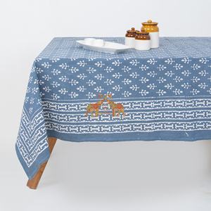 Nouvelle collection de nappes de table en coton indien imprimées à la main, écologiques, bleu Dabu, à motifs floraux, pour mariage - Product Image 2