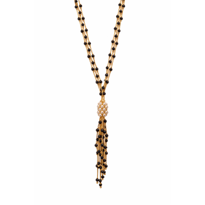 Collar Mangalsutra de Moda con Borlas de Perlas Negras y Oro de 18K para Mujer, Cadena de Cuentas Negras de Doble Capa, Joyería Tradicional de Moda - Product Image 3