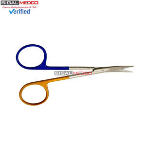 Tijeras de Disección Manuales Profesionales, Curvas y Rectas, Hojas de Acero Inoxidable, Puntas Afiladas de Precisión, Mango de Color Dorado y Azul - Product Image 4