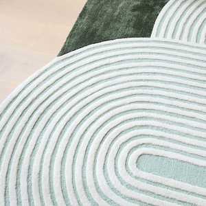 Modern Abstract Irregular Hand <b>Tufted</b> Wool Carpet High Pile 12mm Non-Slip Color Green Area <b>Rug</b> for Home & Commercial Use - Product Image 4