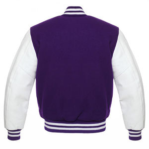 Chaqueta de béisbol de invierno con mangas de cuero personalizadas OEM, talla grande, con bordado frontal de chenilla, estilo vintage Letterman universitario, para hombre, con forro polar. - Product Image 3