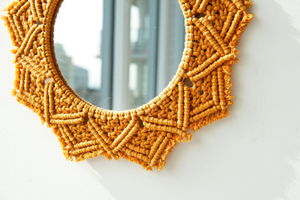 Espejo Redondo de Pared de Macramé Boho de 14 Pulgadas, Hecho a Mano con Cuerda de Algodón, Decoración Colgante para Dormitorio, Sala de Estar, Decoración del Hogar - Product Image 4