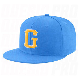 Gorra de Béisbol Personalizada con Bordado Premium, Ajustable, con Cierre a Presión, en Azul Polvo, Dorado y Blanco, con Logotipo Bordado para Equipos Deportivos - Product Image 1
