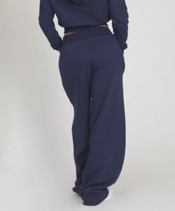 Pantalon de jogging pour femme couleur marine, coupe ample, style décontracté, pantalon de survêtement confortable, logo personnalisé, joggers vierges, ODM - Product Image 1