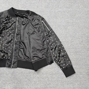 Wholesale High Quality Nylon Flight Bomber <b>Jacket</b> Winter <b>Rhinestones</b> <b>Jacket</b> Custom Logo Plus Size Bomber <b>Jacket</b> satin <b>jacket</b> - Product Image 3