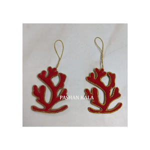 Nuevo exclusivo hecho a mano dorado Zari bordado forma de árbol diseño único adorno colgante para decoración de árbol de Navidad propósito - Product Image 6