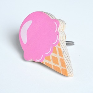 Boutons de tiroir contemporains en bois de pin durable pour enfants, poignées de commode rose en forme de crème glacée pour armoire, vente en gros - Product Image 5