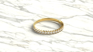 Anillo Minimalista de Oro de 18K con Diamante de Corte Redondo, Media Eternidad, Apilable, Anillo de Compromiso, Anillo de Promesa, Joyería Fina para Mujer - Product Image 3
