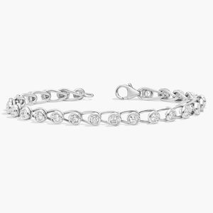 Women's Luxury Natural Diamond Safety Pin Chain <b>Bracelet</b> in White Gold - Product Image 6