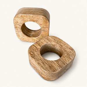Lot d'anneaux de serviette carrés faits à la main en bois de manguier massif pour hôtels de luxe, restaurants et tables de mariage - Product Image 1