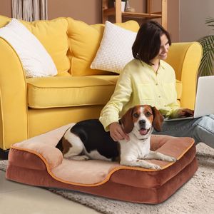 Cama Ortopédica de Espuma Viscoelástica XL de Lujo para Perros de Razas Grandes con Laterales Elevados y Funda Lavable Marrón - Product Image 2