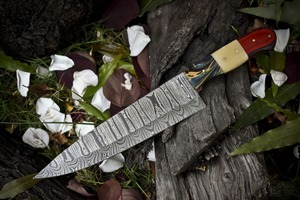 Premium Hand Forged Twist Damascus Chef <b>Knife</b> | <b>Bone</b> & Wood <b>Handle</b> | 13" Kitchen <b>Knife</b> - Product Image 4