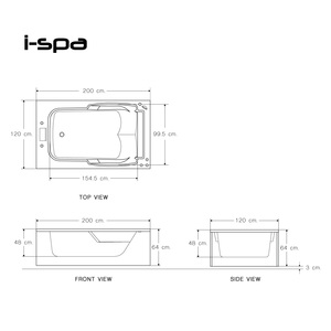 Bañera de Hidromasaje Moderna de Acrílico I-Spa con Sistema de Burbujas y Grifo, 2.0m, para Hotel, Villa y Spa - Product Image 4