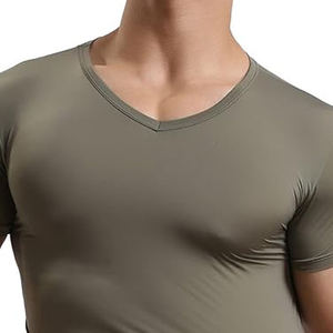 INDEX APPAREL <b>Men's</b> V-Neck <b>Short</b> <b>Sleeve</b> Slim Fit Quick Dry Solid Color Knitted Polyester T-Shirt Regular Length Casual Style - Product Image 3