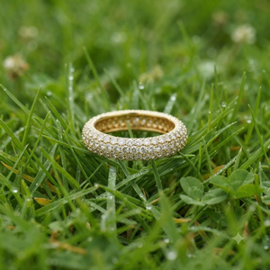 Anillo de Boda de Oro Sólido de 14K de Lujo, con Incrustaciones de Diamantes de Moissanita en Media Eternidad, 3 Filas, Micro Pavé, Joyería Fina para Mujer - Product Image 6