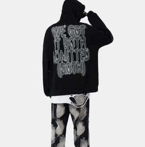 High Quality Custom Rhinestone Hoodie Oversized Streetwear Unisex Heavyweight Cotton Pullover <b>Hip</b> Hop Crystal Letter Sweatshirt - Product Image 4