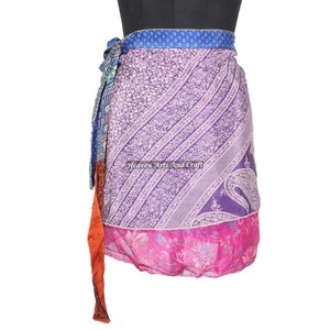 Indian Vintage <b>Silk</b> Mini <b>Skirt</b> Women Hippie Summer Girls Midi Mini <b>Skirt</b> Bohemian Wrap Sari Mini <b>Skirts</b> Women's Boho Print - Product Image 4