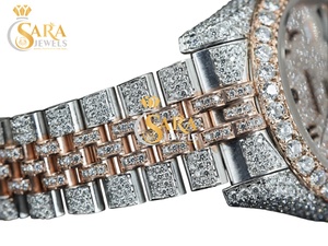 Montre de luxe de haute qualité en moissanite, design squelette, mouvement automatique à quartz, entièrement sertie de diamants blancs, en acier inoxydable - Product Image 2