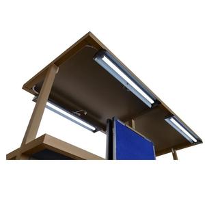 Station de travail industrielle en fer de fournisseur indien avec éclairage LED T5, support d'écran Softboard et grand espace de travail disponible à la vente - Product Image 4