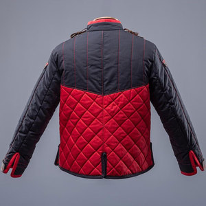 Black Red Quilted Gambeson Medieval Padded Jacket Reenactment Costume Leather Buckle Cotton Protective Gear - Product Image 4