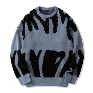 Pull en tricot d'hiver pour homme, col rond classique, manches longues, pull chaud, décontracté, à porter au quotidien, tissu extensible doux, fournisseurs OEM - Product Image 2