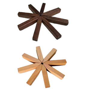 Sous-plats en bois au design moderne, tapis antidérapants et coussinets, support de chaleur en bois pour cuisines domestiques - Product Image 1