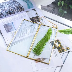 Modern Geometric Floating Glass <b>Picture</b> <b>Frame</b> Gold Hanging Photo Display for Botanical Art Premium Metal Tabletop Home Decor - Product Image 1