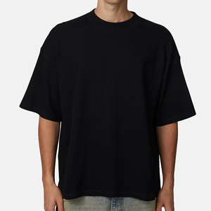 Camiseta de Algodón Negra Extra Grande para Hombre, Cuello Redondo, Manga Corta, Estilo Casual, Tejido de Punto - Product Image 3