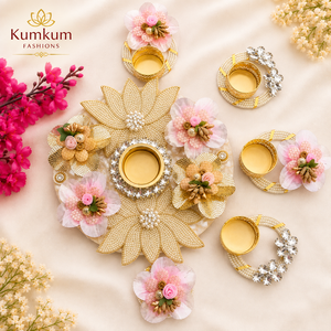 Elegant Handmade Floral Pearl Rangoli Centerpiece Tealight <b>Candle</b> <b>Holders</b> Eco-Friendly Durable Wedding Decor Diwali Table - Product Image 4