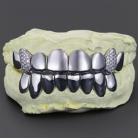 Grillz Personalizados de Panal de Abeja en Plata de Ley S925 con Incrustaciones de Moissanita VVS, Aprobado por el Probador de Diamantes