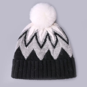 Gorro de Punto con Pompón de Piel Sintética, Estilo Moderno, Personalizado, de Color Mixto, Gorro de Estilo Único, Cómodo, Transpirable, con Diseño Jacquard - Product Image 3