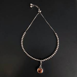 Bracelet à breloques en argent sterling avec pierre de naissance de novembre, citrine, cadeau pour femme - Product Image 4