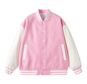 Chaqueta de béisbol de invierno con doble botonadura personalizada con cuello levantado y logotipo bordado Variedades disponibles - Product Image 3